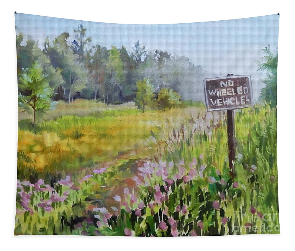 Clover Tapestry featuring the painting Walking through Clover by K M Pawelec