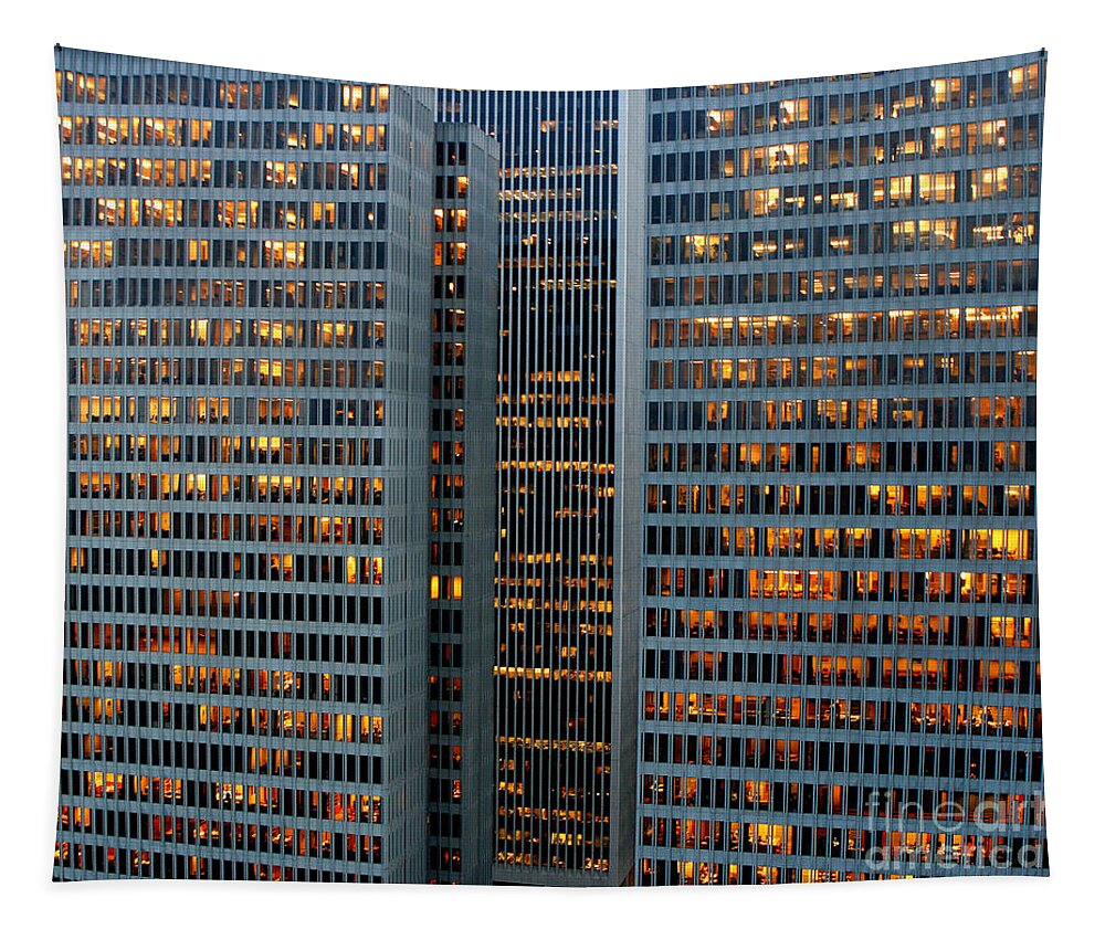 Structure Building Tapestry featuring the photograph Wall of Lights by fototaker Tony