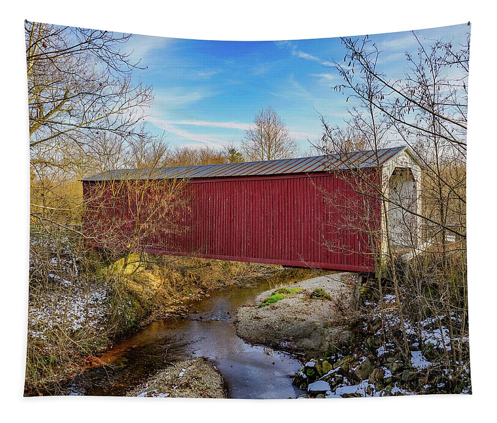 Landscape Tapestry featuring the photograph Wallace Covered Bridge by Scott Smith