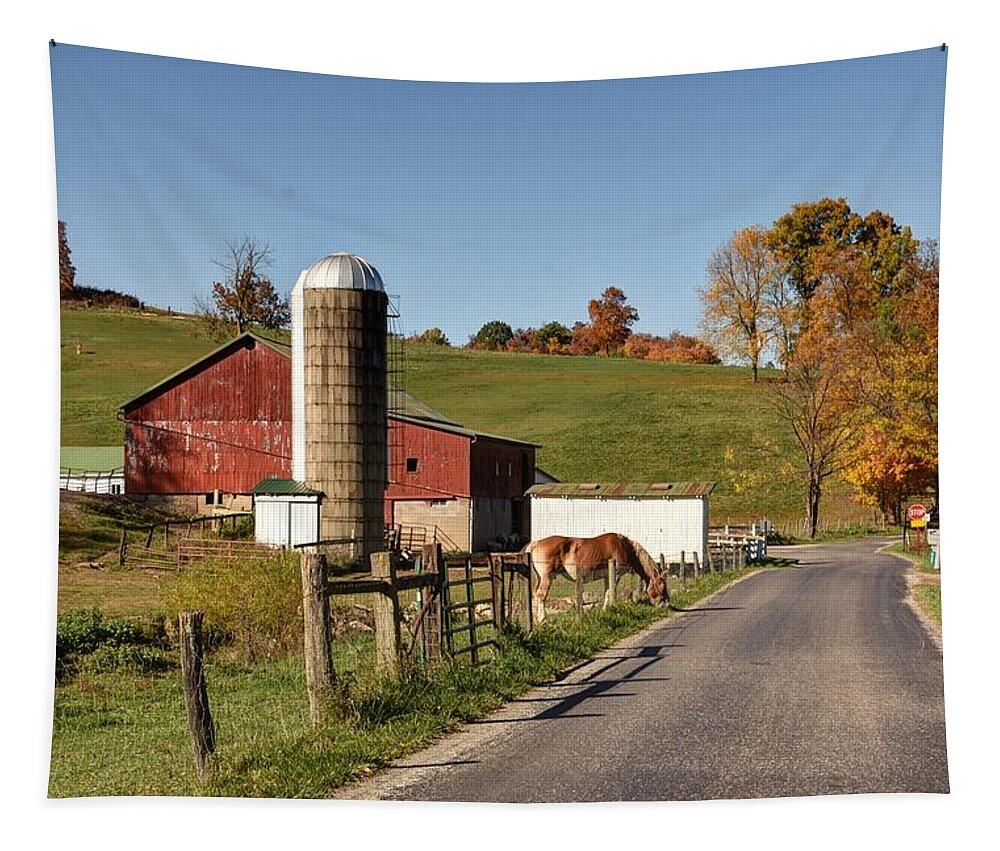 Fall Tapestry featuring the photograph Walnut Creek Farm by Ann Bridges