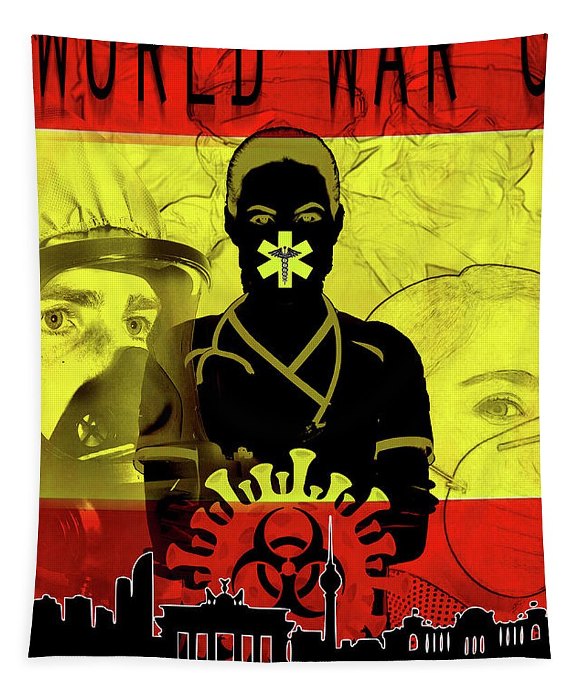 Corona Tapestry featuring the digital art War Torn Madrid by Jason Bohannon