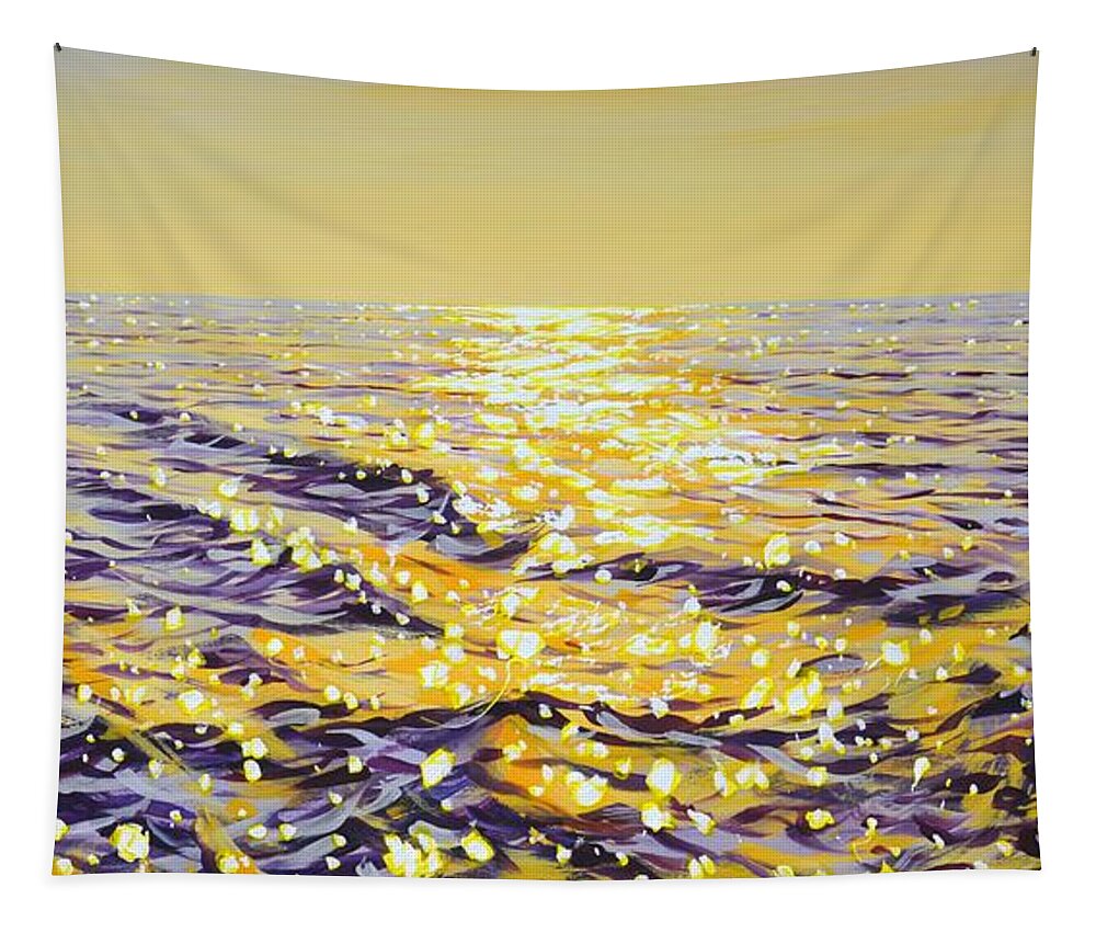 Ocean Tapestry featuring the painting Warm ocean light. by Iryna Kastsova