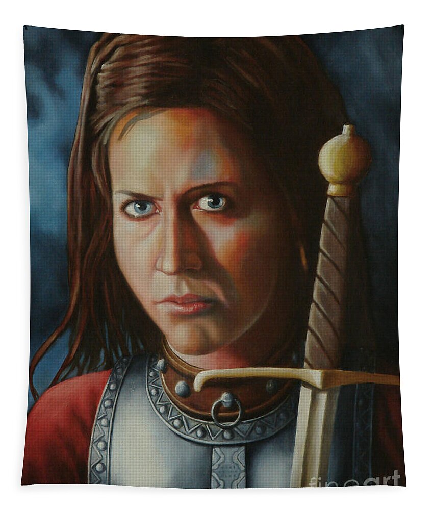 Woman Warrior Tapestry featuring the painting Warrior maiden by Ken Kvamme