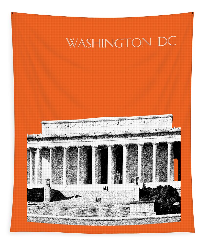 Architecture Tapestry featuring the digital art Washington DC Skyline Lincoln Memorial - Coral by DB Artist
