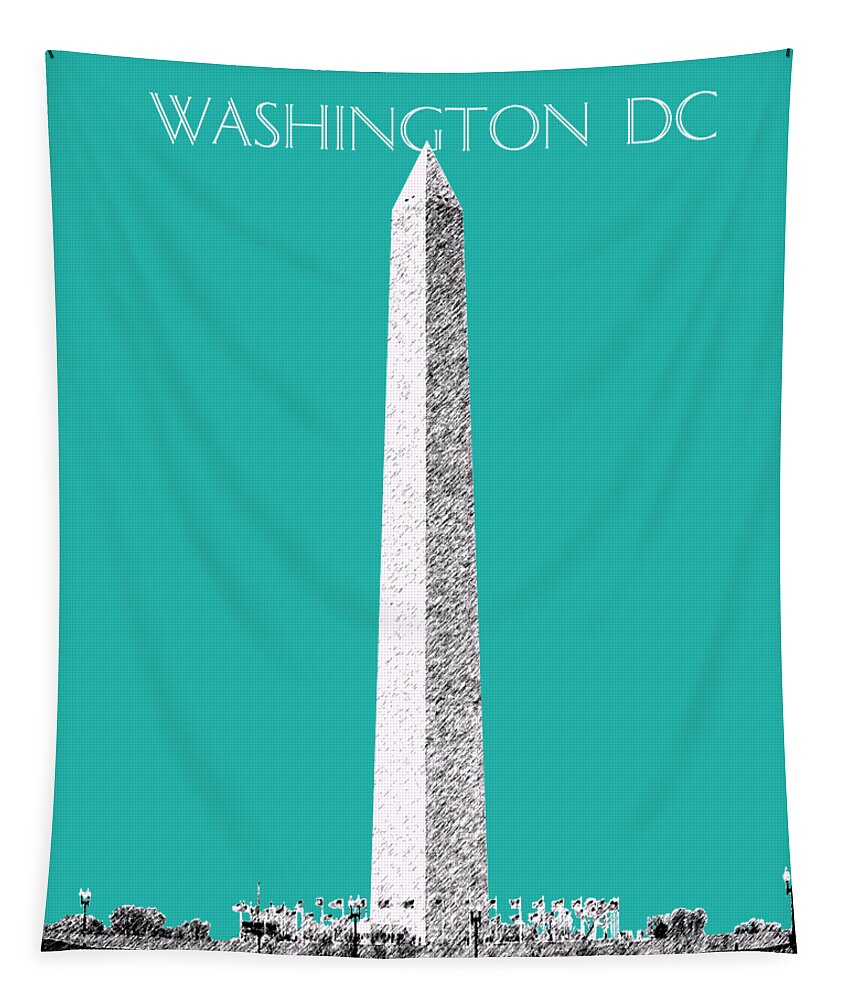 Architecture Tapestry featuring the digital art Washington DC Skyline Washington Monument - Teal by DB Artist