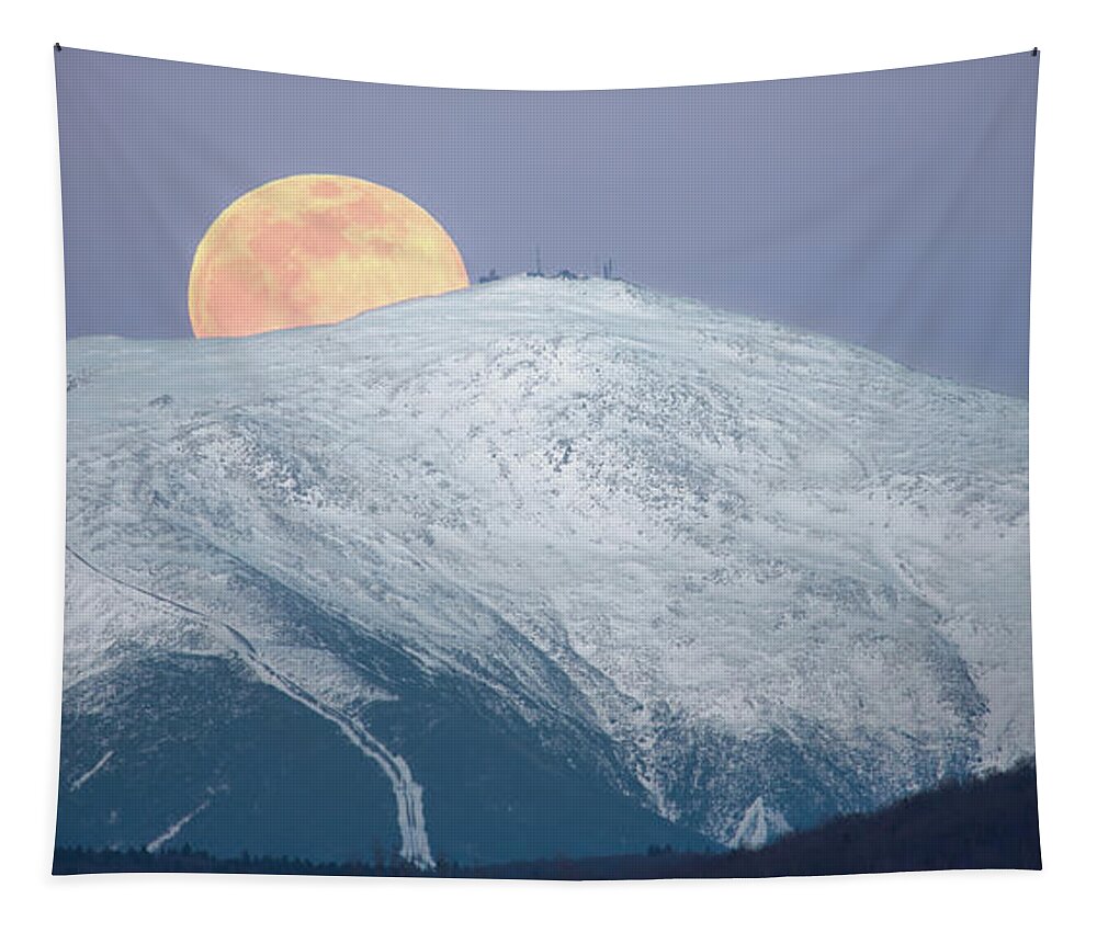 Washington Tapestry featuring the photograph Washington Moon Rising by White Mountain Images