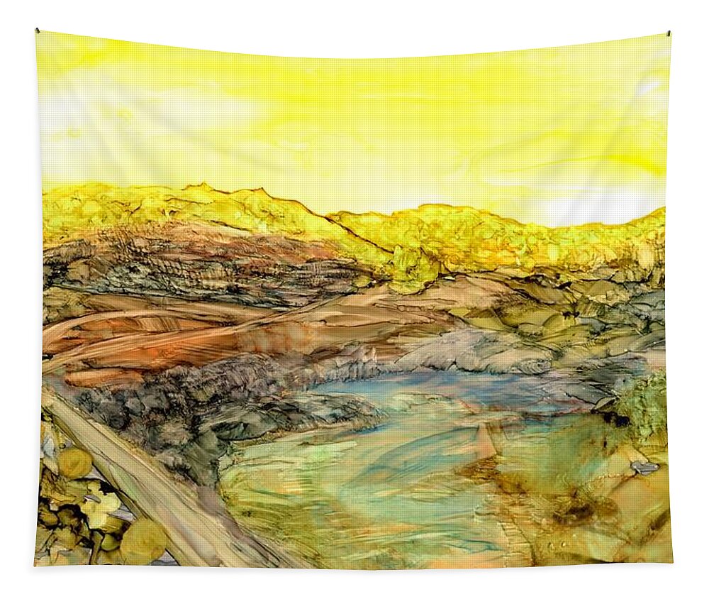 Bright Tapestry featuring the painting Washout by Angela Marinari