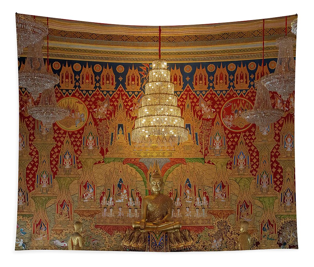 Scenic Tapestry featuring the photograph Wat Hua Lamphong Phra Ubosot Principal Buddha Image DTHB0940A by Gerry Gantt