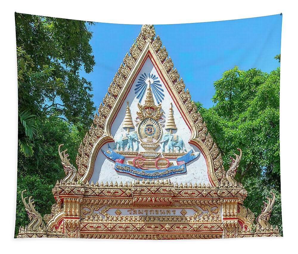 Scenic Tapestry featuring the photograph Wat Maruk Khanakhon Temple Gate DTHNP0058 by Gerry Gantt