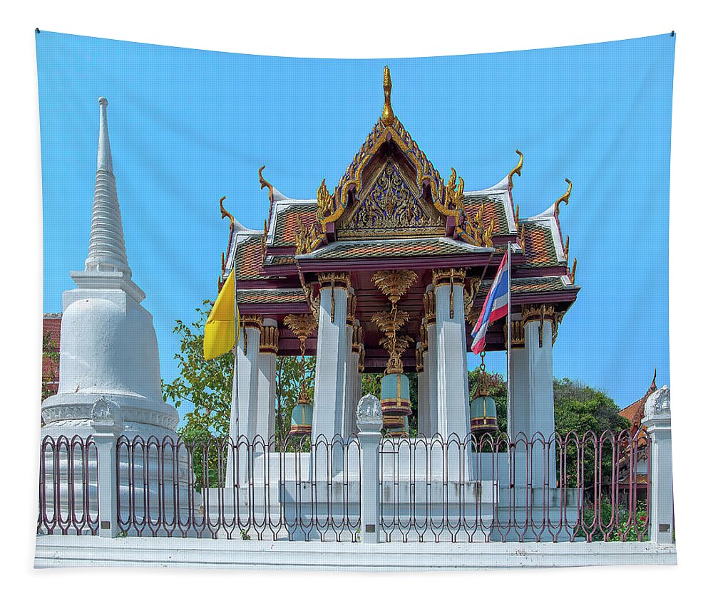 Bangkok Tapestry featuring the photograph Wat Rakhang Khositaram Bell Pavilion DTHB1381 by Gerry Gantt