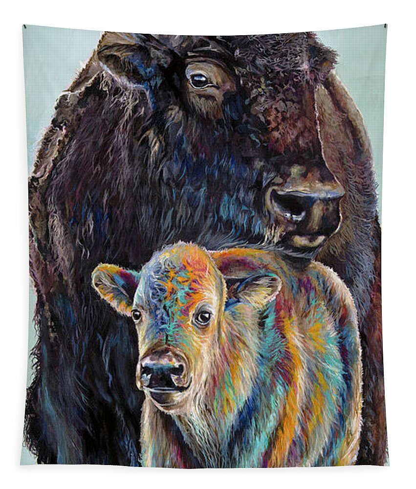 Bison Tapestry featuring the painting Watching Over by Averi Iris