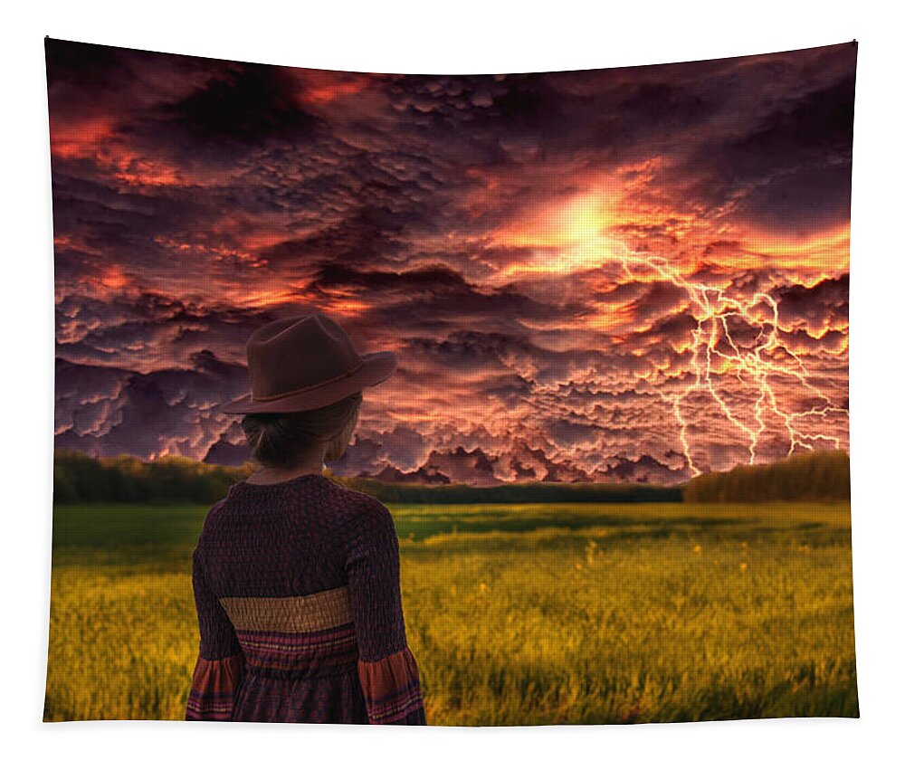 Storm Tapestry featuring the digital art Watching the Storm by Ally White
