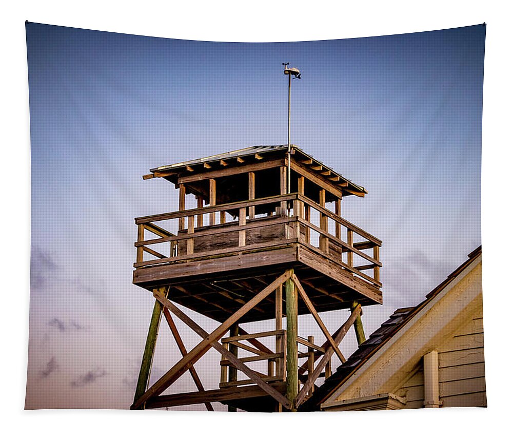 House Of Refuge Tapestry featuring the photograph Watchtower Sunset by Blair Damson