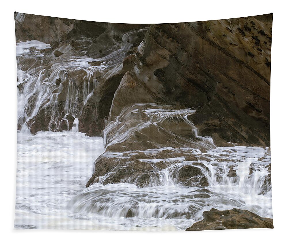 Ocean Tapestry featuring the photograph Water Flowing off of Sandstone by Catherine Avilez