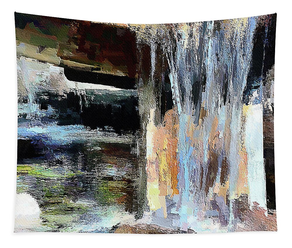 Water Fountain Tapestry featuring the mixed media Water fountain abstract by Tatiana Travelways