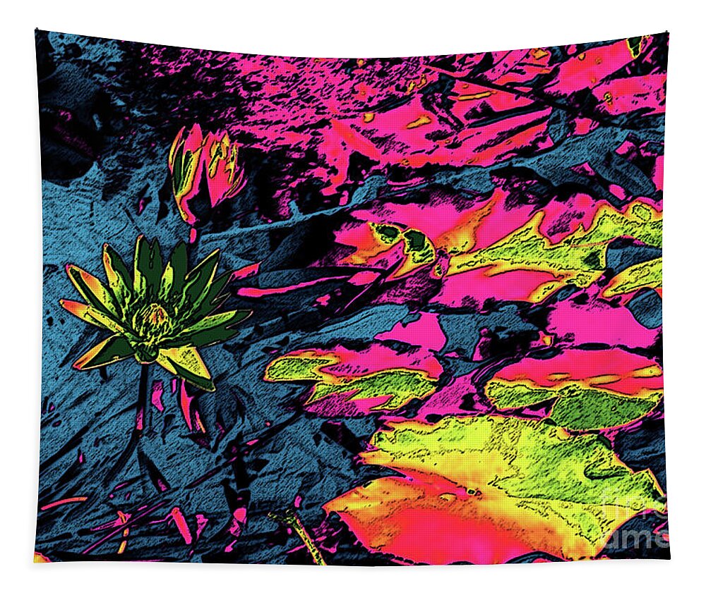 Water Lilies Tapestry featuring the digital art Water Lilies in Colour by Mary Mikawoz