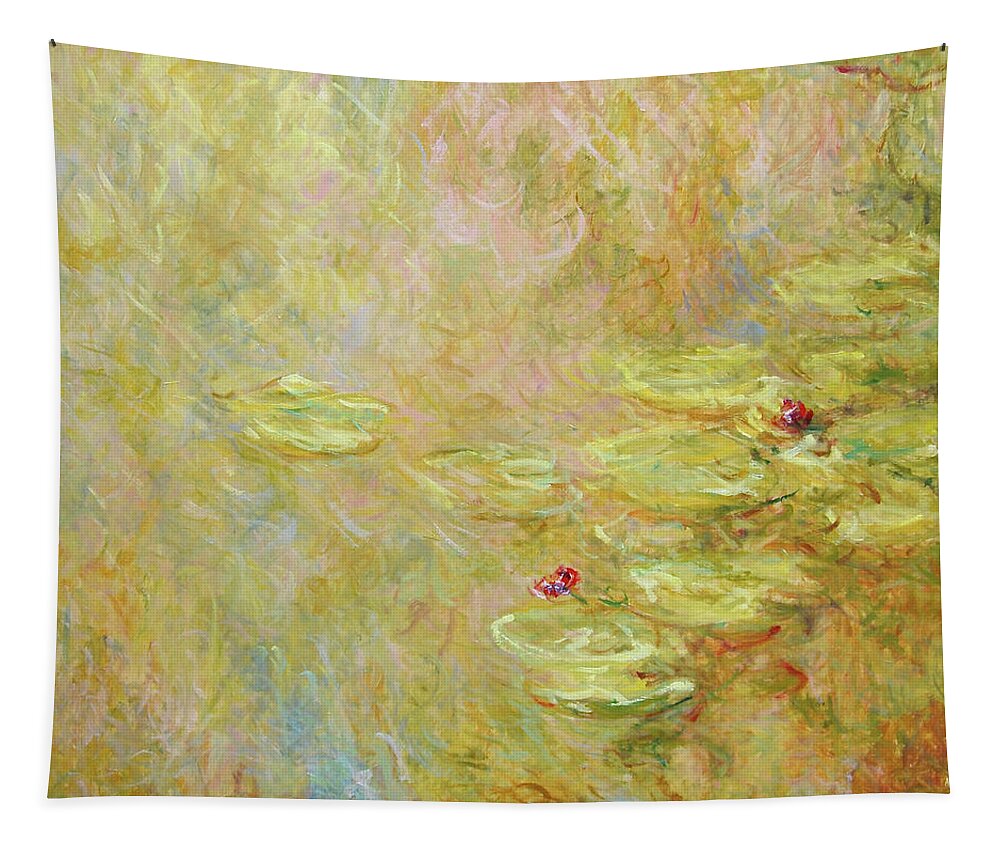 Waterlelies Tapestry featuring the painting Water lilies nr E.004 by Pierre Dijk