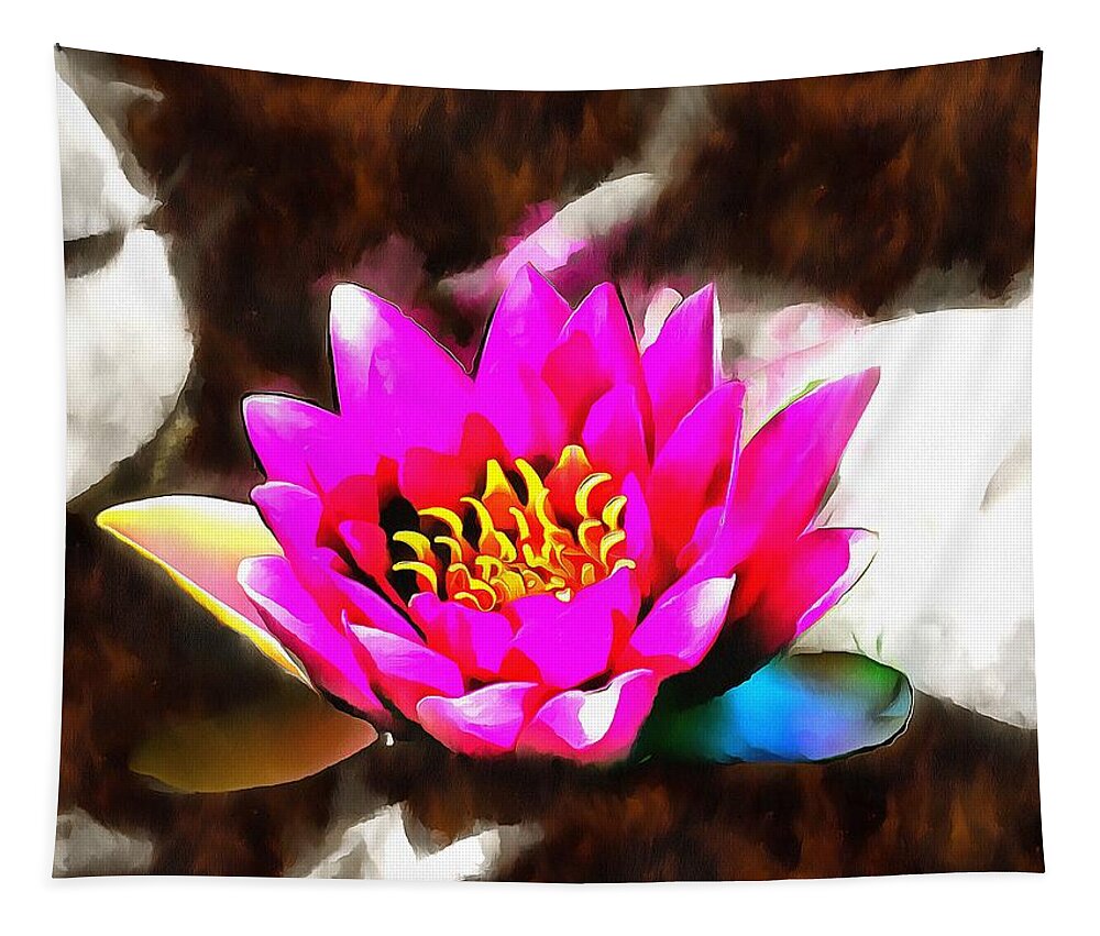 Water Lily Tapestry featuring the mixed media Water Lily by Christopher Reed