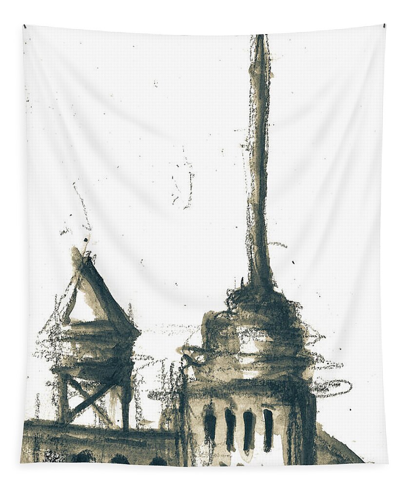 City Tapestry featuring the mixed media Water Tower 2 by Jason Nicholas