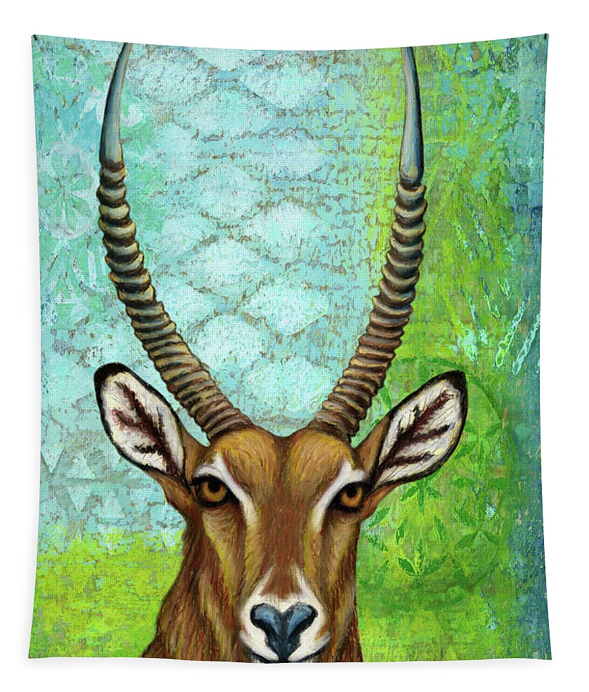Waterbuck Tapestry featuring the painting Waterbuck Abstract by Amy E Fraser