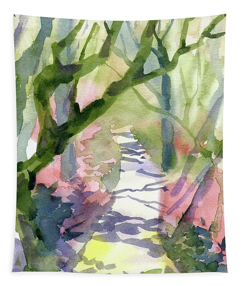 Watercolor Tapestry featuring the digital art Watercolor A Single Pathway Painting by Sambel Pedes