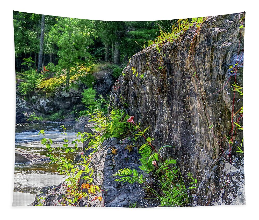 No People Tapestry featuring the photograph Waterfall HDR Michigan by Nathan Wasylewski