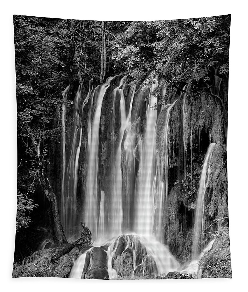 Waterfall Tapestry featuring the photograph Waterfall In Black And White by Artur Bogacki