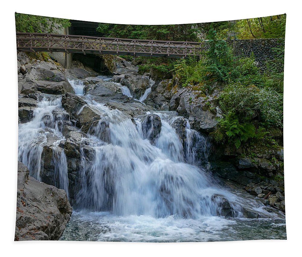 Fstop101 Forest Waterfall Water Pine Cascade Landscape Cottony Water Tapestry featuring the photograph Waterfall in the Forest by Geno