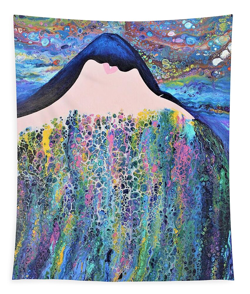 Wall Art Home Décor Waterfall Of Jewels Acrylic Abstract Painting Gift Idea Face Tapestry featuring the painting Waterfall Of Jewels by Tanya Harr