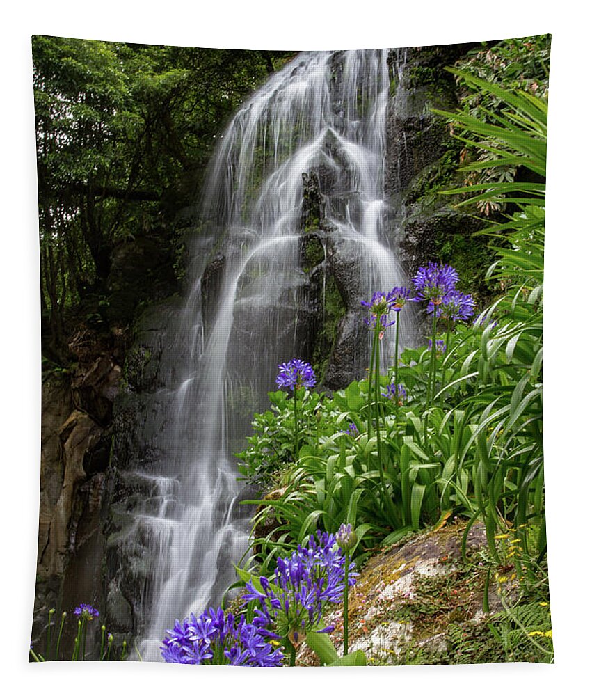 Nordeste Tapestry featuring the photograph Waterfall with Flowers by Denise Kopko