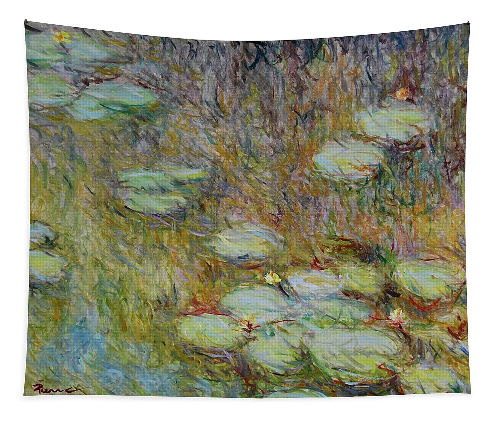 Water Lilies Tapestry featuring the painting Waterlelie Nymphaea Nr.20 by Pierre Dijk