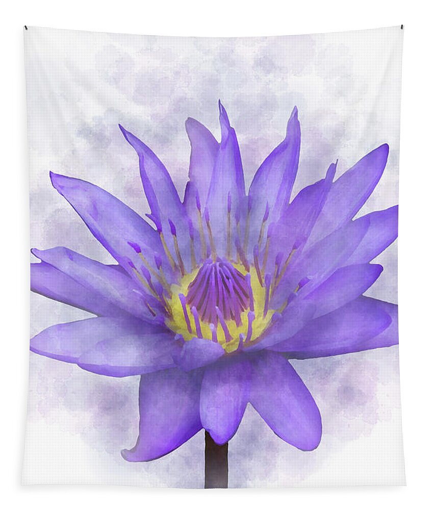 Flower Tapestry featuring the mixed media Waterlily Purple Flower 7 by Lucie Dumas