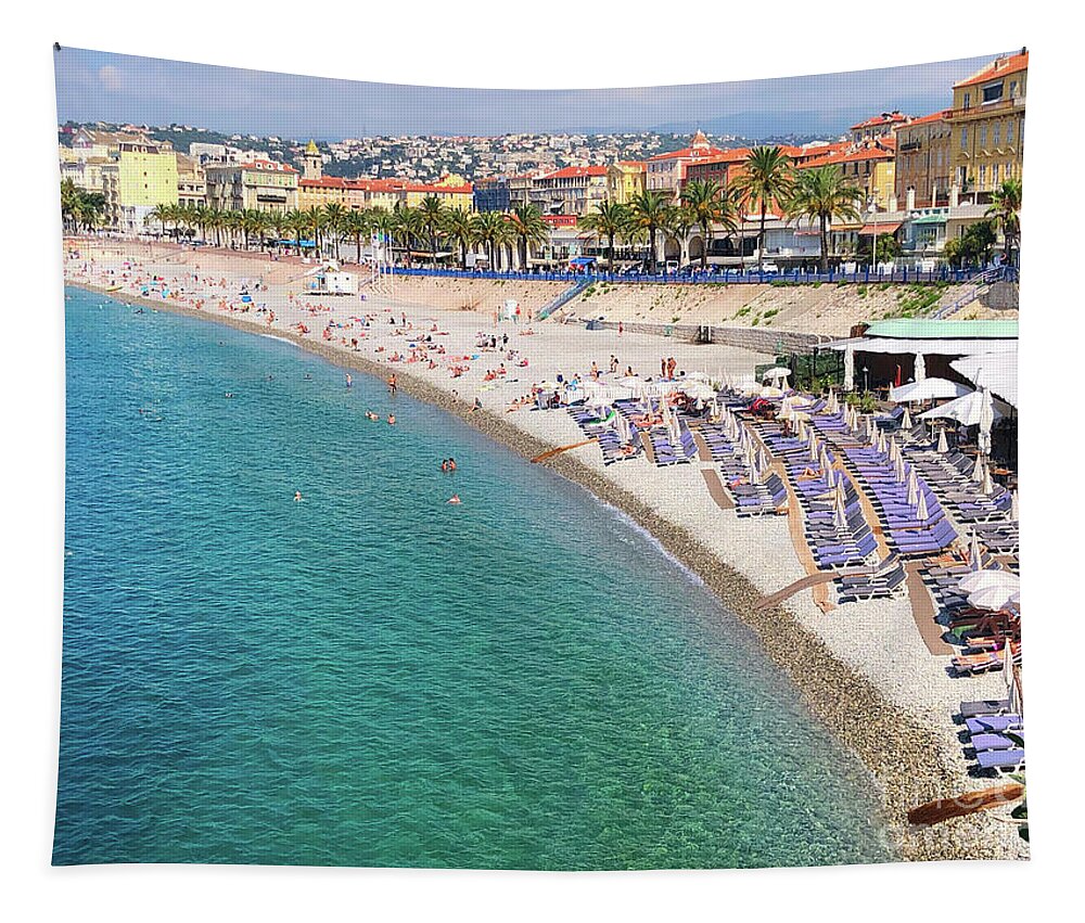 Nice Tapestry featuring the photograph waterscape of Nice, France by Anastasy Yarmolovich