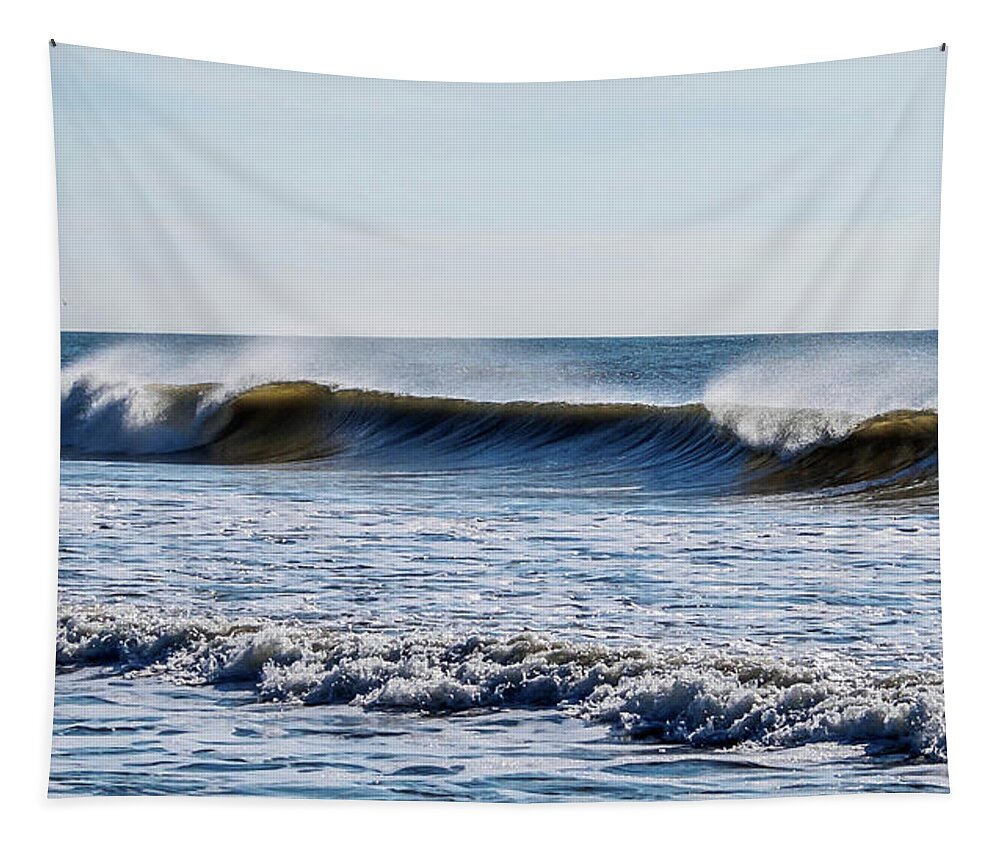 Beach Tapestry featuring the photograph Wave Mist Photograph by Louis Dallara
