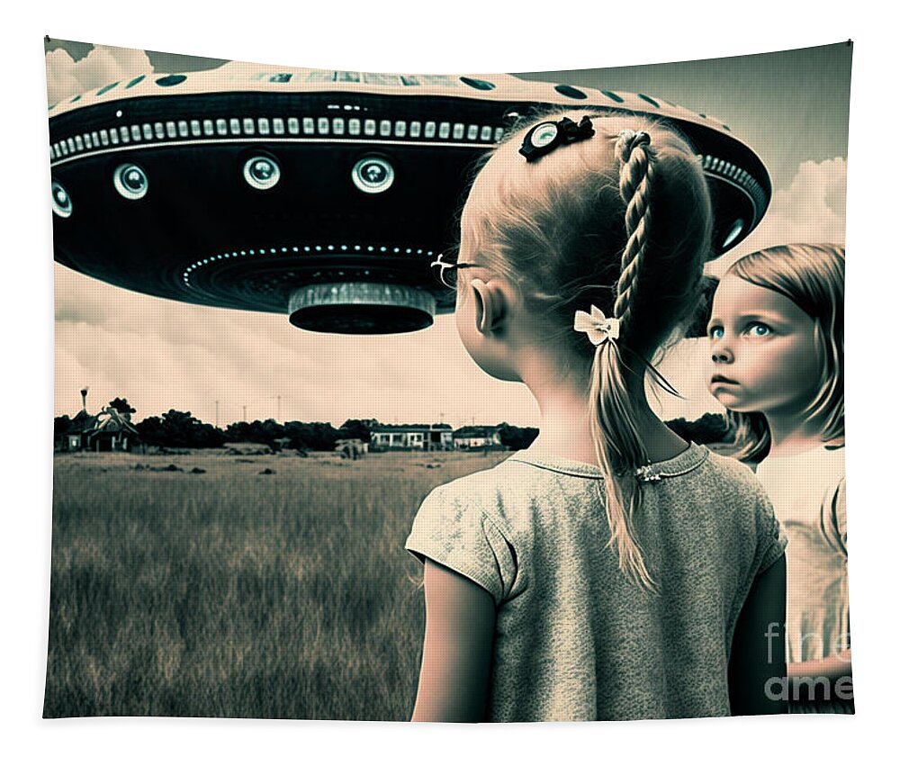 Ufo Tapestry featuring the digital art We Really Should Go Now by Jay Schankman