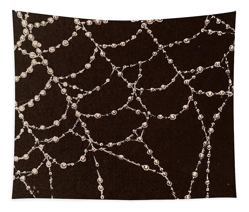 Spider Web Tapestry featuring the mixed media Web of Pearls by Brenna Woods