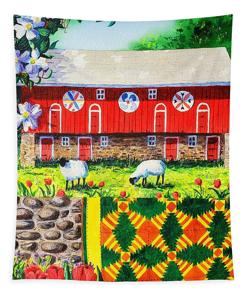 Barn Tapestry featuring the painting Welcome by Diane Phalen