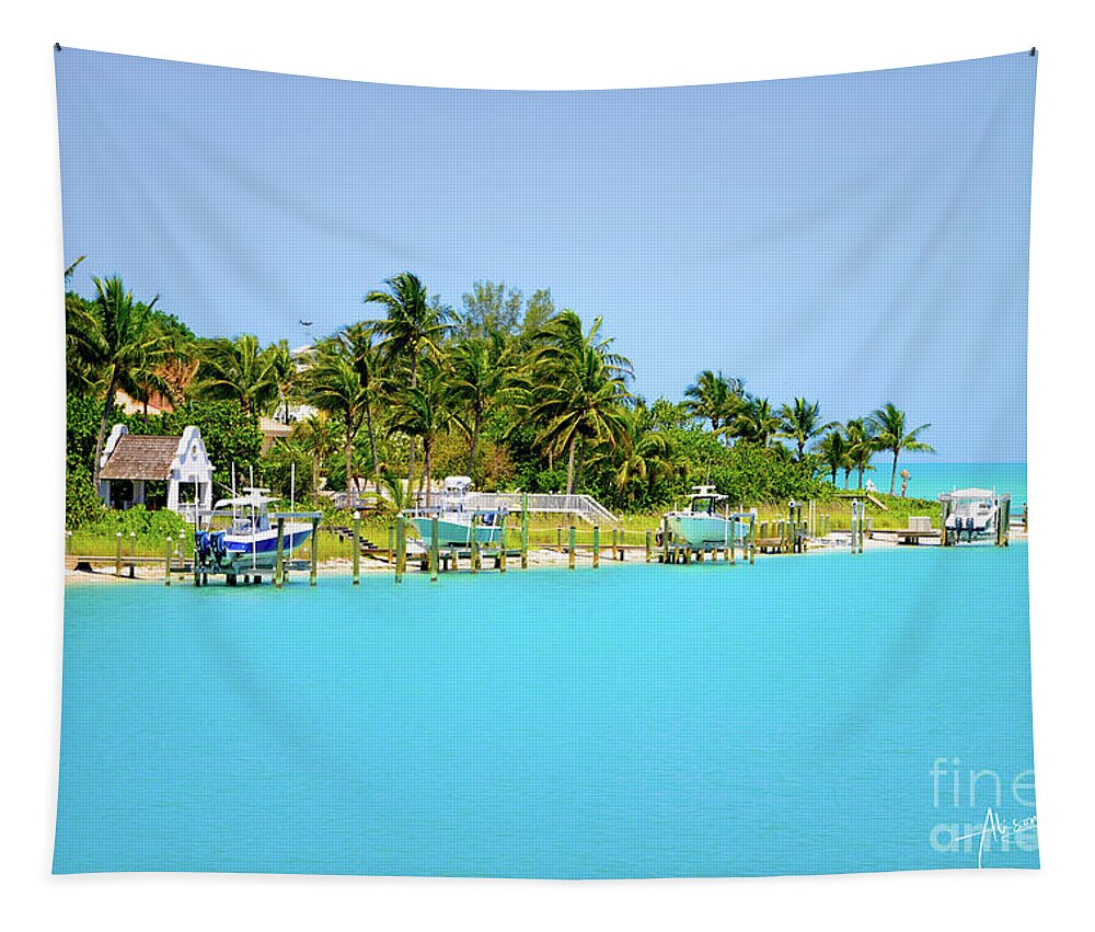 Boca Grande Tapestry featuring the digital art Welcome to Boca by Alison Belsan Horton