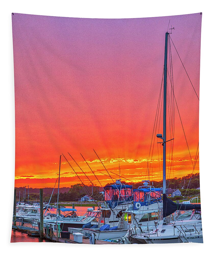 Wellfleet Marina Tapestry featuring the photograph Outer Cape Cod Wellfleet Harbor and Marina by Juergen Roth