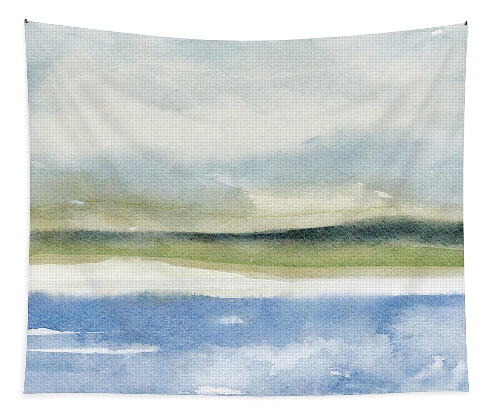 Landscape Tapestry featuring the mixed media West Coast Morning- Art by Linda Woods by Linda Woods