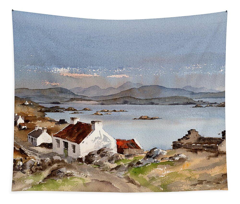  Tapestry featuring the painting Westend, Inishboffin, Galway by Val Byrne