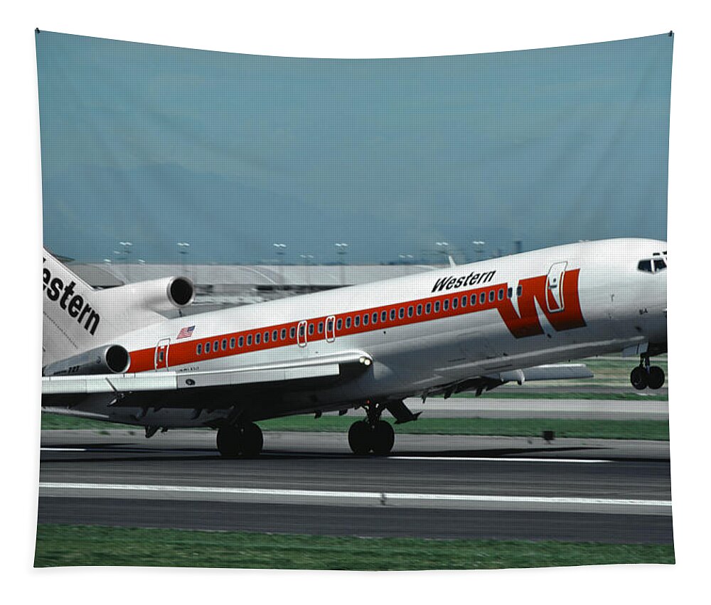 Western Airlines Tapestry featuring the photograph Western Airlines Boeing 727 by Erik Simonsen