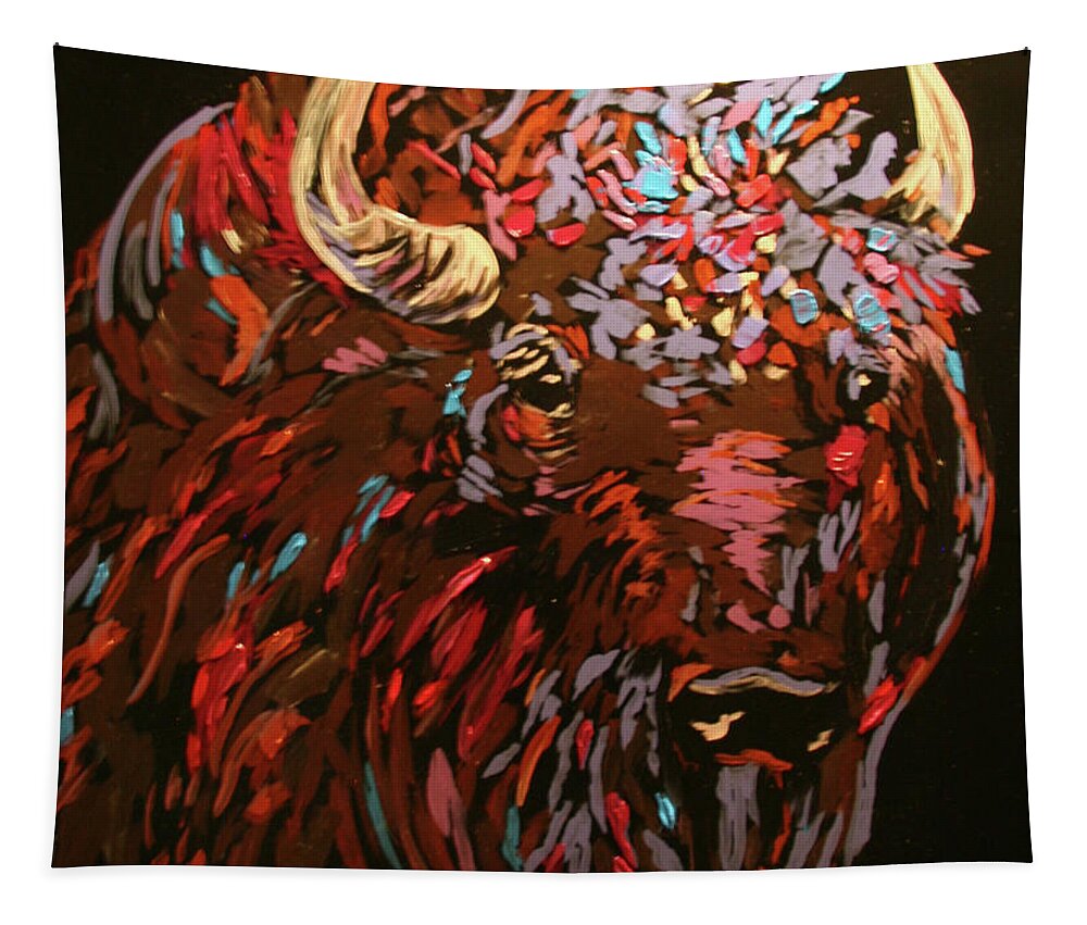 Bison Tapestry featuring the painting Western Icon by Marilyn Quigley