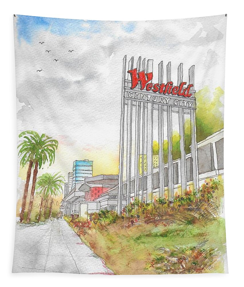 Westfield Mall Tapestry featuring the painting Westfield Mall, Century City, California by Carlos G Groppa