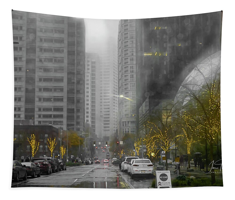 Amazon.com Campus Tapestry featuring the photograph Wet Seattle by Jim Thompson