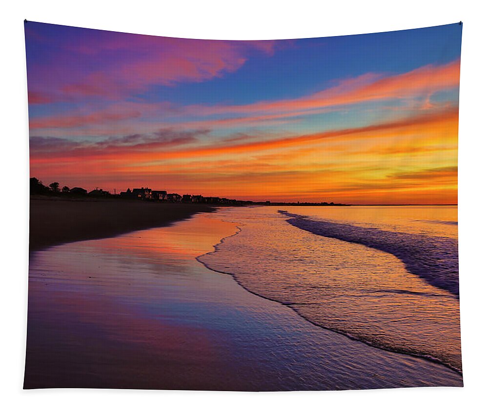 Footbridge Beach Tapestry featuring the photograph What a Morning by Penny Polakoff