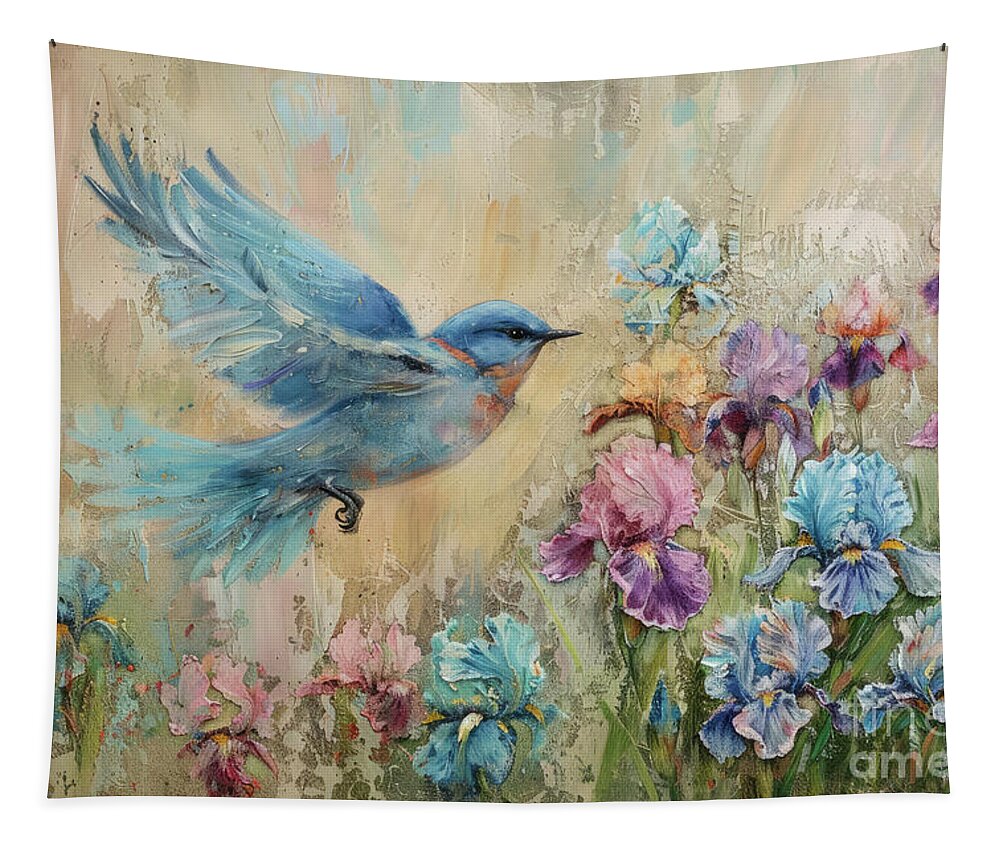 Bluebird Tapestry featuring the painting Where The Bluebird Flies by Tina LeCour