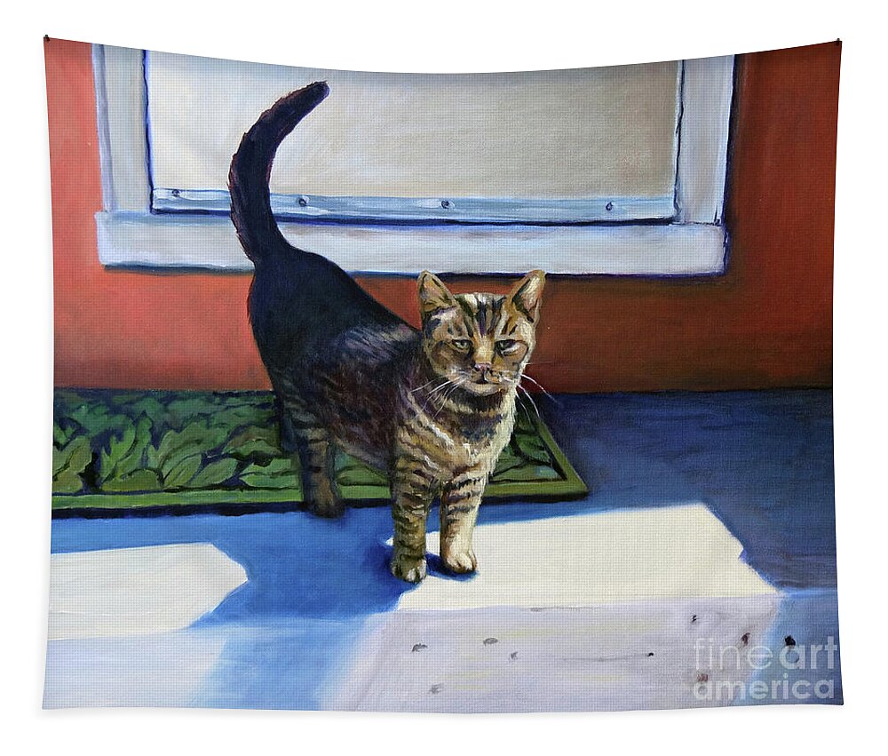 Cat Tapestry featuring the painting Where's Breakfast? by Barbara Oertli