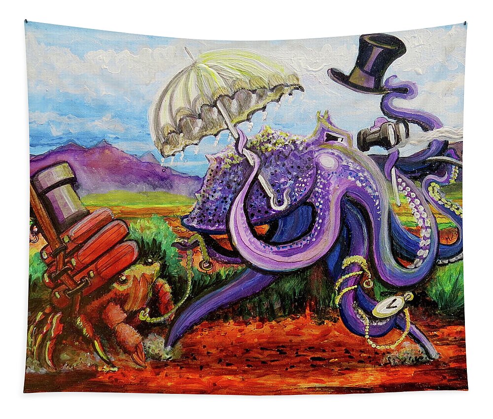 Octopus Tapestry featuring the painting Where's Taos by David Sockrider
