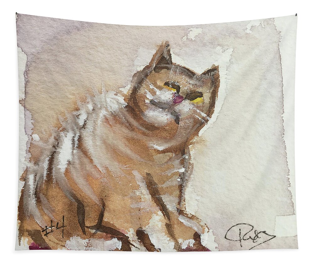 Whimsy Tapestry featuring the painting Whimsy Kitty 4 by Roxy Rich
